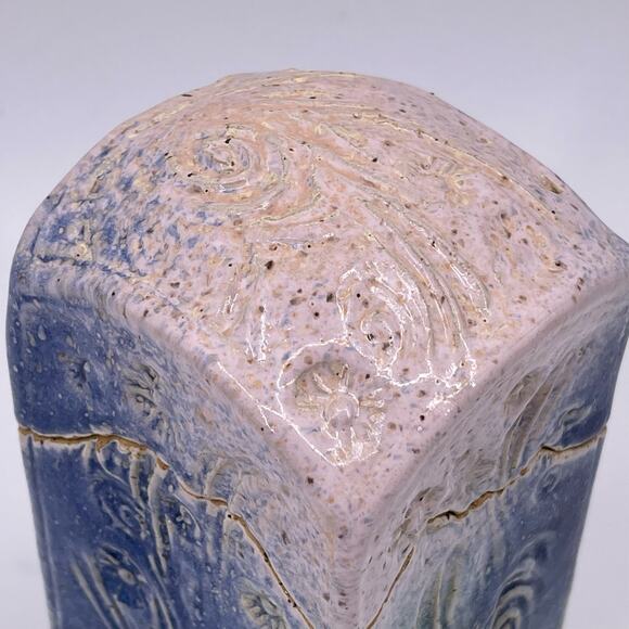 Blue Decorative Studio Art Pottery Ceramic Lidded Box Container Unique Signed - Picture 9 of 13